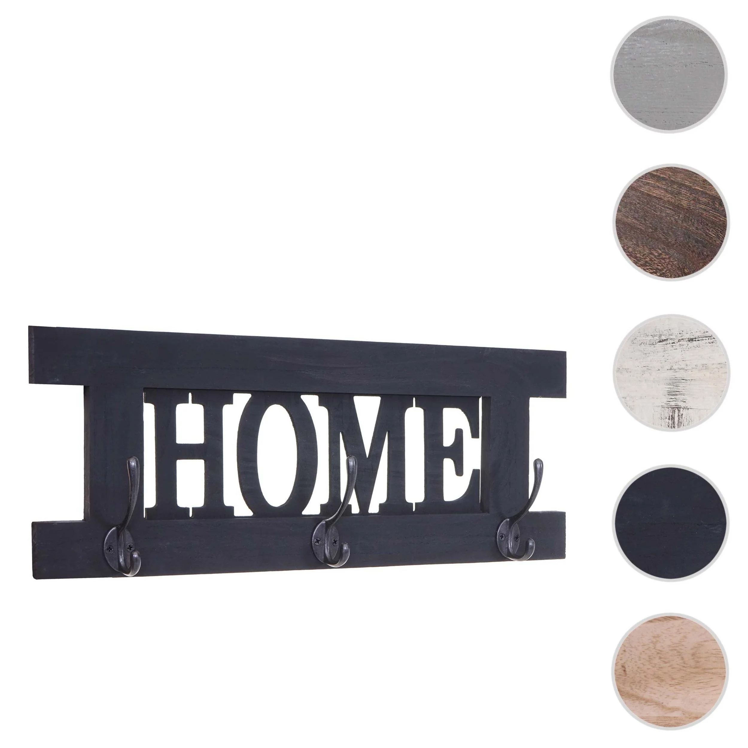 Wandgarderobe „Zuhause“ – Shabby-Look, 3 Doppelhaken, individuell anbringbar
